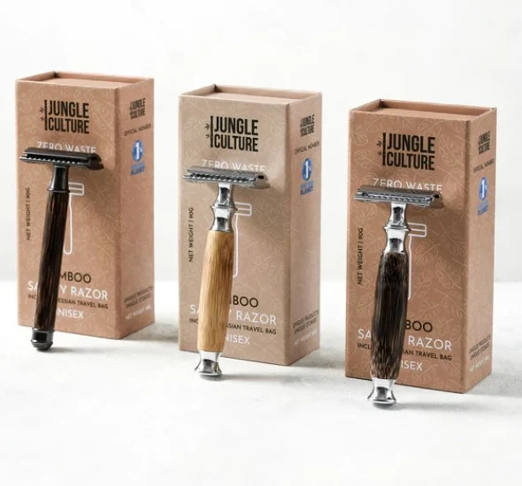 Bamboo Safety Razor | Reusable Bamboo Razor w/ Jute Travel Bag
