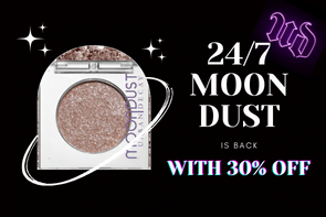 a PHOTO OF MOONDUST EYESHADOW SINGLE SHADOW IN THE SHADE SPACE COWBOY with a notice that it's back with 30% off